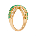 Load image into Gallery viewer, 14K Solid Yellow Gold Diamond and Gemstone Cross Ring