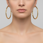 Load image into Gallery viewer, GER54. 14K Solid Gold Twist Round Hollow Hoop Earrings