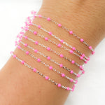 Load image into Gallery viewer, Sterling Silver Pink Color Enamel Chain