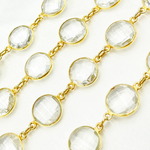 Load image into Gallery viewer, Crystal Round Shape Bezel Gold Plated Wire Chain.