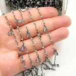 Load image into Gallery viewer, Coated Green Quartz & CZ Dangle Oxidized Wire Chain.