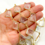 Load image into Gallery viewer, Crystal Rectangular Shape Bezel Gold Plated Wire Chain