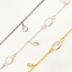 Load image into Gallery viewer, CZ34. Tear Drop Shape Dangle & Oval Connector Cubic Zirconia Chain