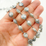 Load image into Gallery viewer, Coated Quartz Coin Shape Oxidized Wire Chain. CQU11