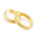 Load image into Gallery viewer, 15850025517. 14K Solid Gold Smooth and Textured Oval Hollow Hoop Earrings