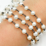 Load image into Gallery viewer, Round White Freshwater Pearl Wire Wrap Chain