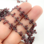 Load image into Gallery viewer, Garnet Cluster Dangle Oxidized Wire Chain