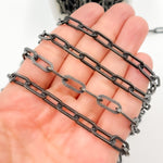 Load image into Gallery viewer, Black Rhodium Matt Sterling Silver Flat Paperclip Chain