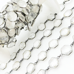 Load image into Gallery viewer, Crystal Hexagon Shape Bezel Oxidized Wire Chain.