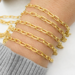 Load image into Gallery viewer, V184GPM. Gold Plated Matt 925 Sterling Silver Diamond Cut Paperclip Link Chain