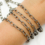 Load image into Gallery viewer, Oxidized Sterling Silver Round Hammered Paperclip Chain