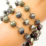 Load image into Gallery viewer, Nugget Pyrite Oxidized 925 Sterling Silver Wire Chain.