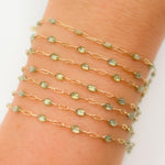 Load image into Gallery viewer, Gold Filled Green Shade Color Opal Enamel Cable Chain