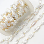 Load image into Gallery viewer, Gold Plated Wire Biwa Freshwater Pearl Chain