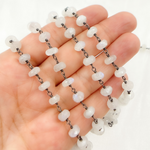 Load image into Gallery viewer, White Moonstone Oxidized Wire Chain.