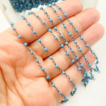 Load image into Gallery viewer, Turquoise Oxidized Sterling Silver Wire Chain