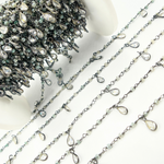 Load image into Gallery viewer, Coated Green Moonstone & CZ Dangle Oxidized Wire Chain
