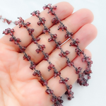 Load image into Gallery viewer, Garnet Cluster Dangle Oxidized Wire Chain.