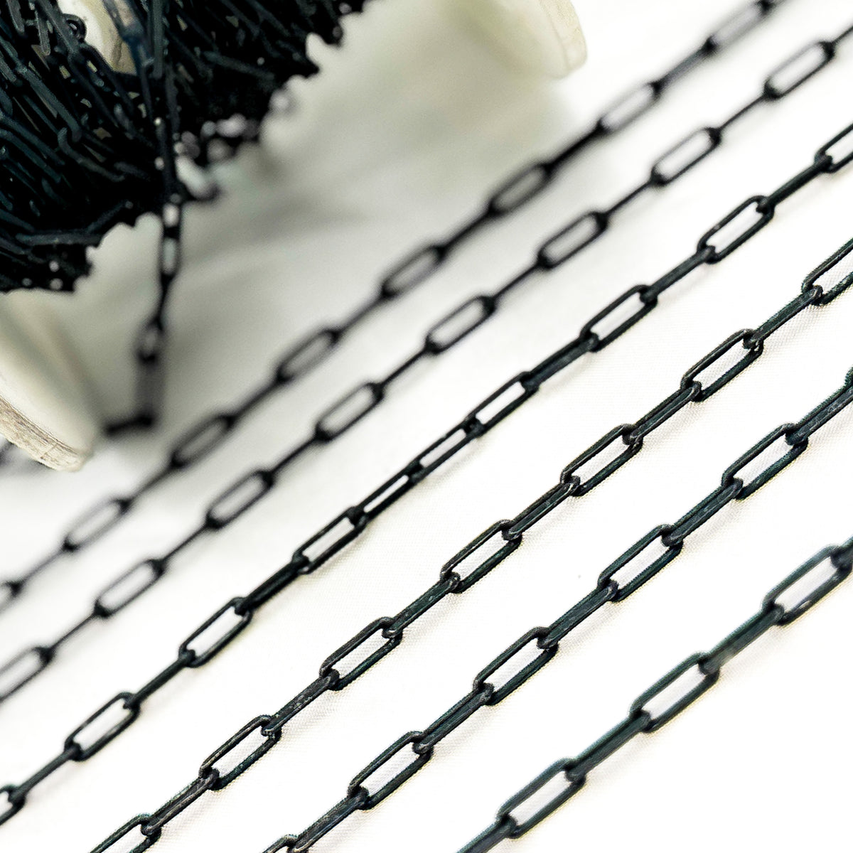 Sterling Silver Black Rhodium Matte Paperclip Chain