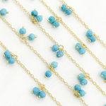 Load image into Gallery viewer, Turquoise Dangle Gold Plated Wire Chain.