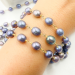 Load image into Gallery viewer, Peacock Freshwater Pearl Gold Plated Wire Chain. PRL42