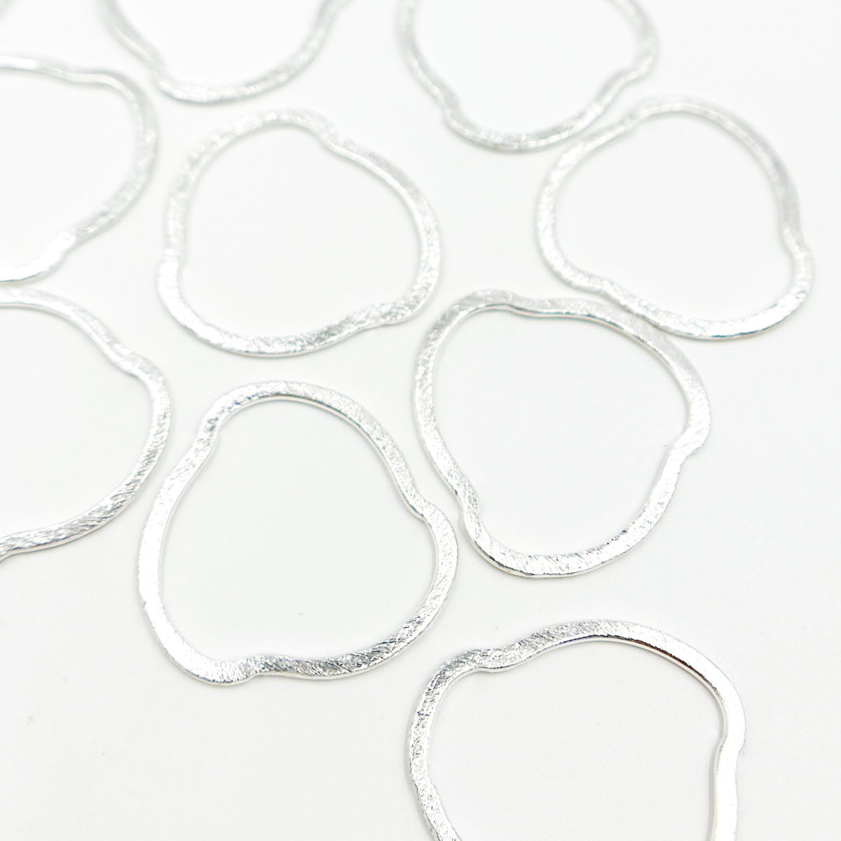 White Sterling Silver Brushed Uneven Connector