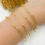 Load image into Gallery viewer, Sterling Silver Gold Plated Diamond Cut & Smooth Paperclip Chain