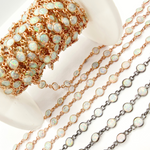 Load image into Gallery viewer, Created White Opal Round Shape Connected Chain