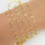 Load image into Gallery viewer, Gold Plated Sterling Silver Diamond Cut Circle Link Chain