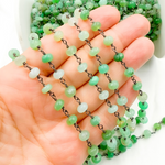 Load image into Gallery viewer, Chrysoprase Smooth Oxidized Wire Chain
