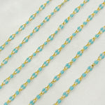 Load image into Gallery viewer, Gold Plated Enamel Sterling Silver Turquoise Enamel Chain