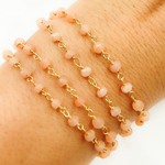 Load image into Gallery viewer, Peach Moonstone Gold Plated Wire Chain