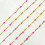 Load image into Gallery viewer, 14k Solid Gold Cable Pink Enamel Chain