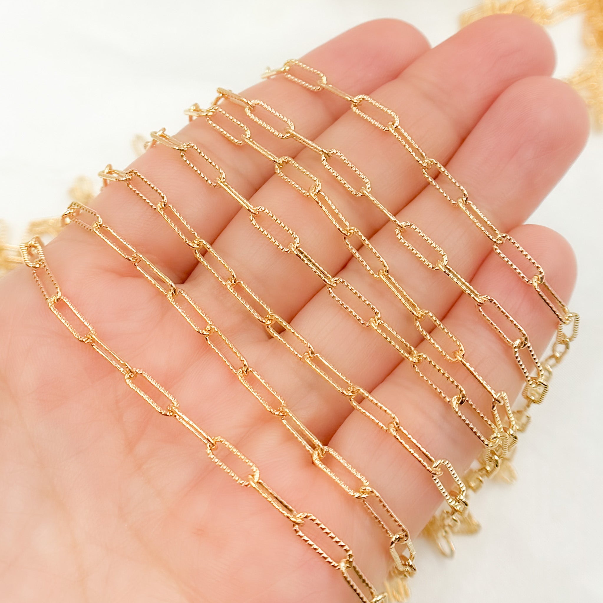 14K Gold Filled Hammered Paperclip Chain