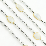 Load image into Gallery viewer, White Moonstone Oxidized Connected Wire Chain.
