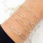 Load image into Gallery viewer, Sterling Silver Flat Marquise Shape Link Chain