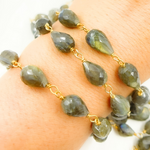 Load image into Gallery viewer, Labradorite Tear Drop Gold Plated 925 Sterling Silver Wire Chain