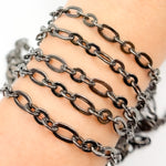 Load image into Gallery viewer, Black Rhodium Sterling Silver Oval and Round Link Chain