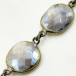 Load image into Gallery viewer, Coated Grey Moonstone Organic Shape Bezel Oxidized Wire Chain.