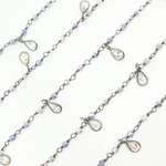 Load image into Gallery viewer, Coated Blue Moonstone & CZ Dangle Oxidized Wire Chain