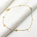 Load image into Gallery viewer, 14K Solid Gold Dangle Disc Necklace and Anklet