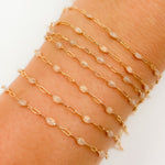 Load image into Gallery viewer, Gold Filled Golden Shade Color Opal Enamel Cable Chain