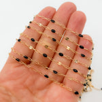 Load image into Gallery viewer, V295BKGF. 14K Gold Filled Black Color Enamel with Paperclip and Diamond Cut Marina Links