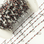 Load image into Gallery viewer, Garnet & CZ Dangle Oxidized Wire Chain