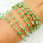 Load image into Gallery viewer, Chrysoprase Gemstone Faceted Rondels Wire Wrapped Chain