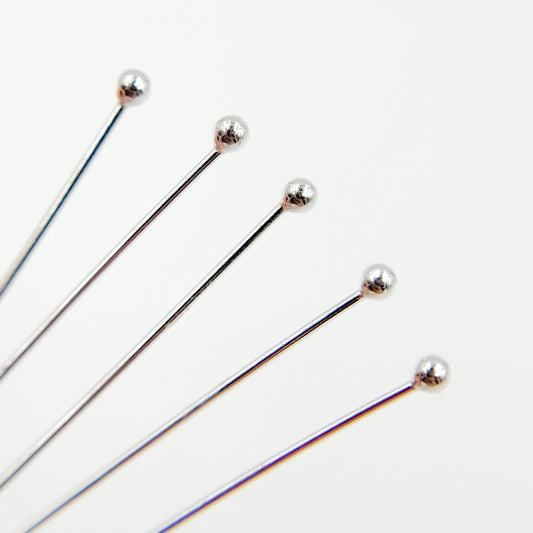 Gauge White Sterling Silver Ball 3 Inch Headpin