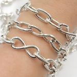 Load image into Gallery viewer, Sterling Silver Hollow Smooth Oval & Infinity Links Chain