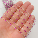 Load image into Gallery viewer, Sterling Silver Wine Color Enamel Cable Chain