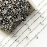 Load image into Gallery viewer, Coated Peach Moonstone & CZ Dangle Oxidized Wire Chain.