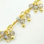Load image into Gallery viewer, Coated Grey Moonstone Cluster Dangle Gold Plated Wire Chain.